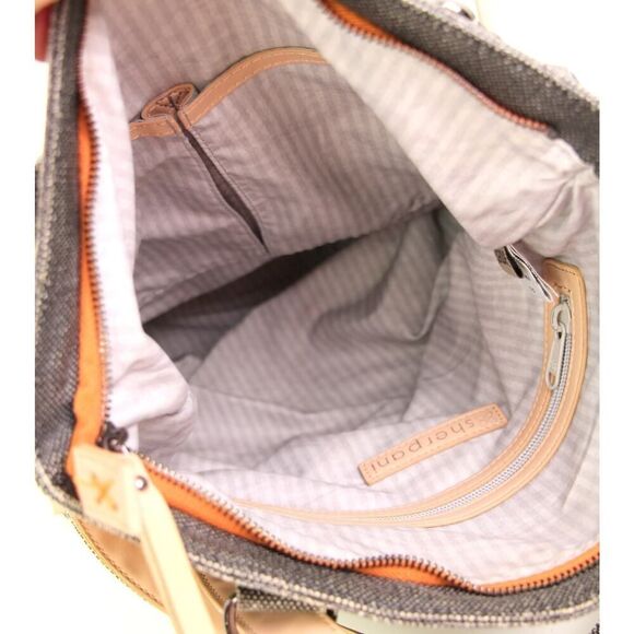 Sherpani GRAY CANVAS LEATHER HANDLES BACKPACK CONVERTIBLE SHOULDER BAG PURSE - Picture 7 of 14